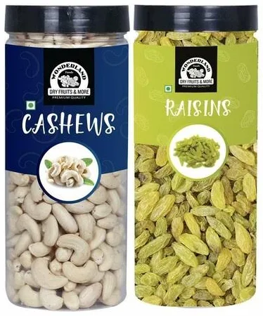 Wonderland Foods Dry Fruits Combo Pack 500g Cashews 500g Raisins